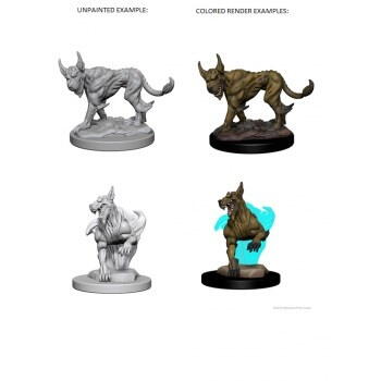 D&D Nolzur's Marvelous Unpainted Miniatures - Blink Dogs er en pakke figurer med helvedes hunde