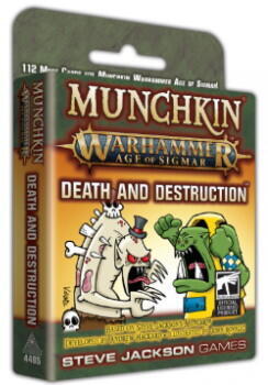 Munchkin Warhammer Age of Sigmar - Death and Destruction - En 112-korts udvidelse der tilføjer de vamle Flesh-Eater Courts og de barbariske Ironjawz