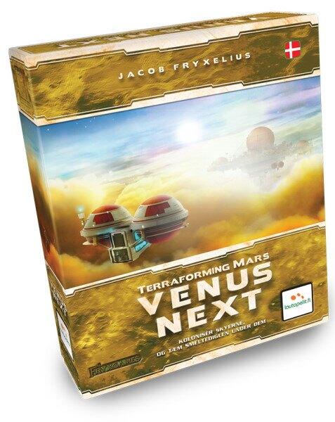 Terraforming Mars: Venus Next - Dansk er en udvidelse der udvider spillet med mekanikker der kredser om planeten Venus