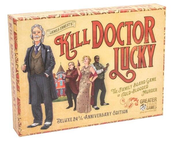 Kill Doctor Lucky er et brætspil der fungerer omvendt af Cluedo, hvor hver spiller prøver at blive morderen