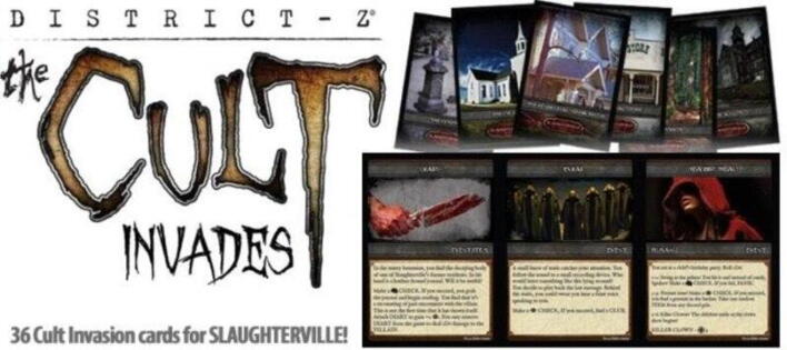 Denne brætspils udvidelse fra Fabio Games til Slaughterville er taget direkte ud af et af deres andre spil, Ditrict-Z: The cult, og er skurkene fra denne.