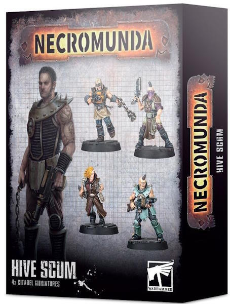 En slesk gruppe på fire Hive Scum til dine Necromunda Outcasts eller House Gangs.