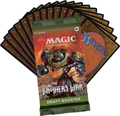 Hver The Brothers War Draft Booster kommer med 15 Magic the Gathering kort
