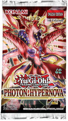 En Photon Hypernova Booster indeholder 9 Yu-Gi-Oh! kort