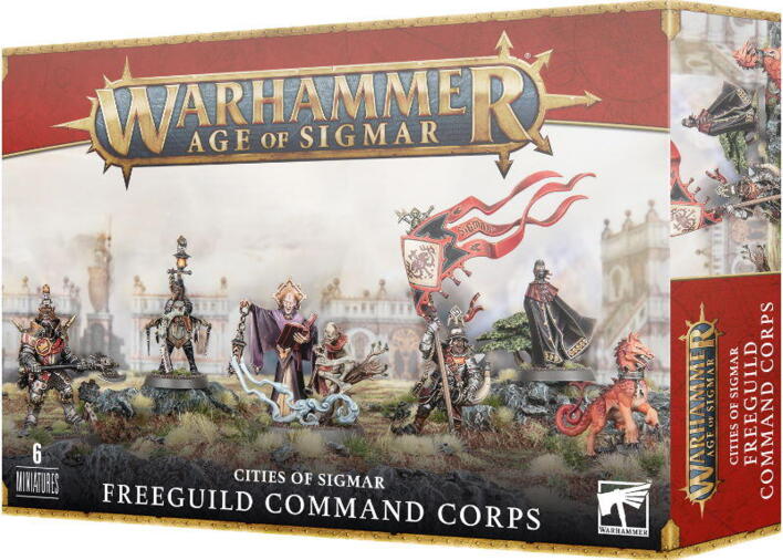 Freeguild Command Corps støtter hærens leder i kamp i Warhammer Age of Sigmar