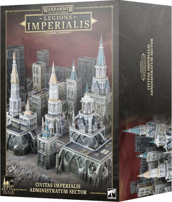 Civitas Imperialis Administratum Sector indeholder bygninger i episk skala i den klassiske Warhammer 40.000 stil