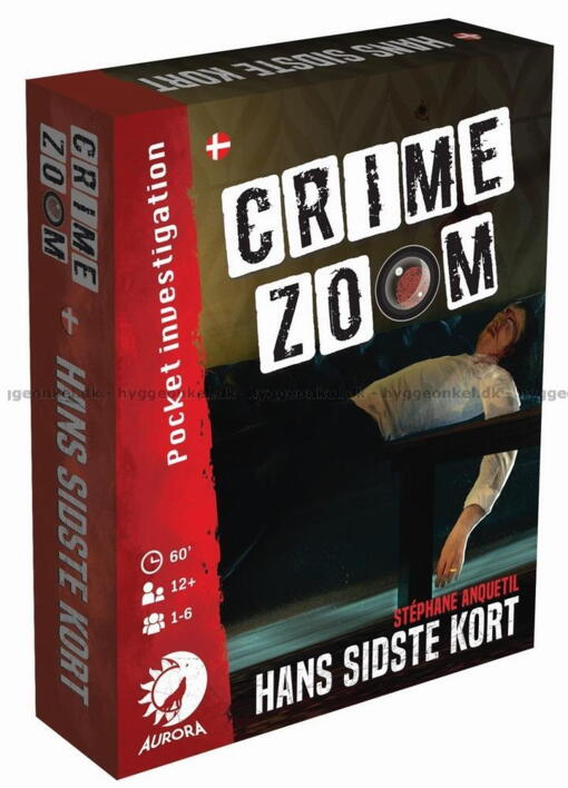 Crime Zoom er en serie af detektivspil, der kan spilles af 1 eller flere spillere på cirka en time.

Hver sag begynder med et gerningssted, repræsenteret på kortene. Spillerne udforsker kortene, diskuterer spor og udfylder et spørgeskema for at løse sagen.

Sørg for at identificere den skyldige korrekt for at vinde spillet.

"Crime Zoom: Hans sidste kort" er den første sag i serien, der finder sted i Brooklyn i 1980.