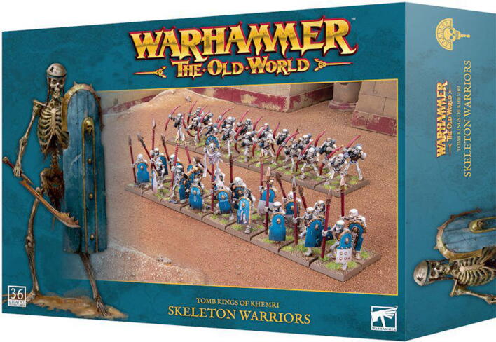 Skeleton Warriors udgør hovedparten af Tomb Kings of Khemris massive udøde hære i Warhammer: The Old World