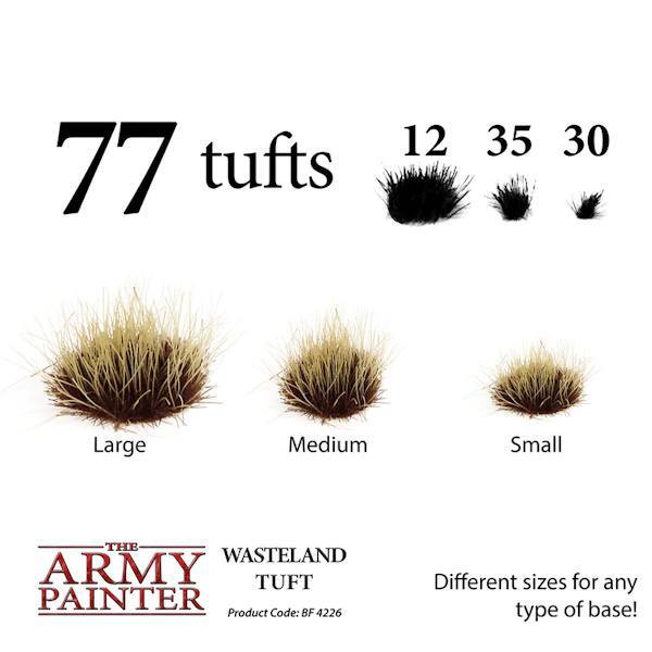 Eksempler på de forskellige totter i Wasteland Tuft fra the Army Painter