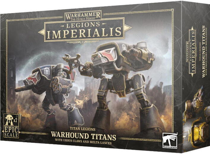 Warhound Titans with Ursus Claws and Melta Lances er udstyret med brutale anti-titan våben