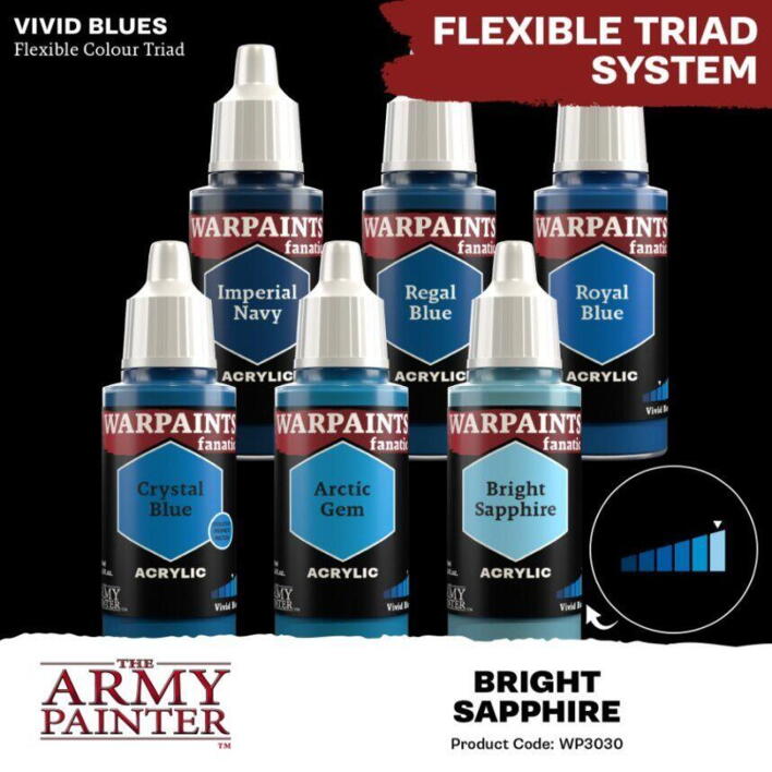 Warpaints Fanatic: Bright Sapphire fra the Army Painter er den lyseste farve i "vivid blue"-farvetriaden