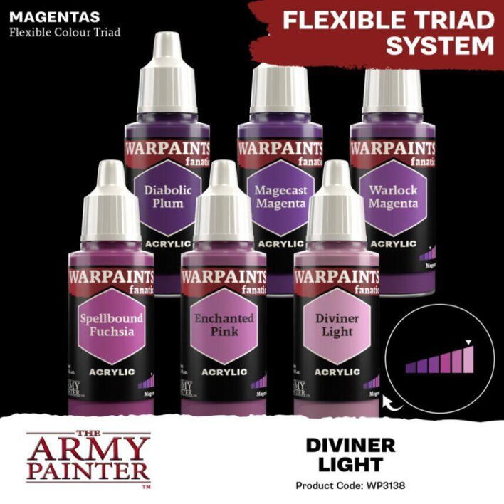 Warpaints Fanatic: Diviner Light er den lyseste tone i "magentas"-farvetriaden fra the Army Painter