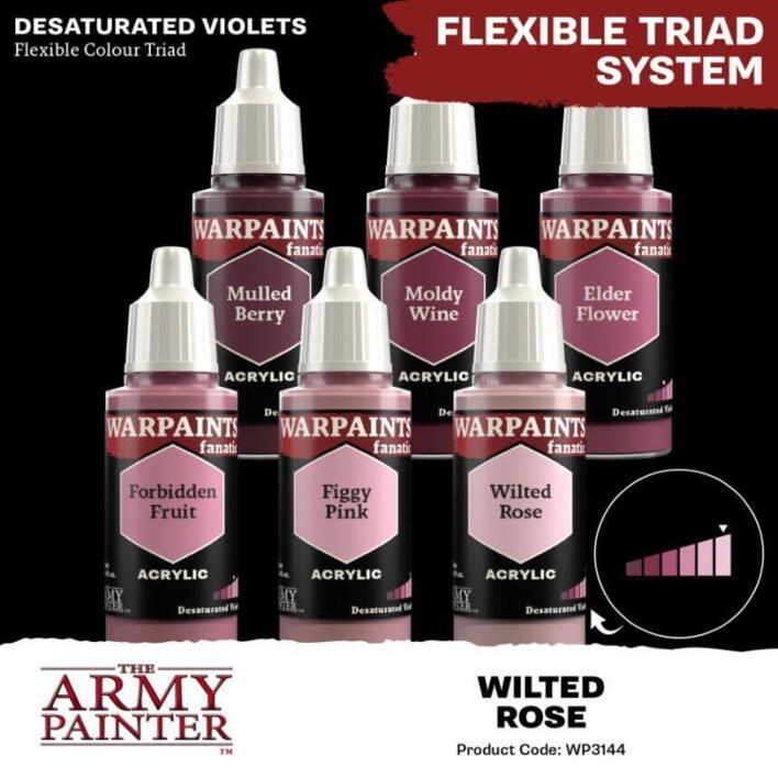 Warpaints Fanatic: Wilted Rose er den lyseste tone i "desaturated violets"-farvetriaden fra the Army Painter