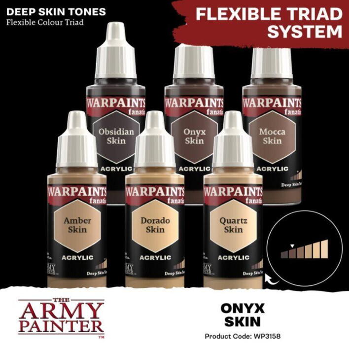 Warpaints Fanatic: Onyx Skin er den anden mørkeste tone i "deep skin tones"-farvetriaden fra the Army Painter