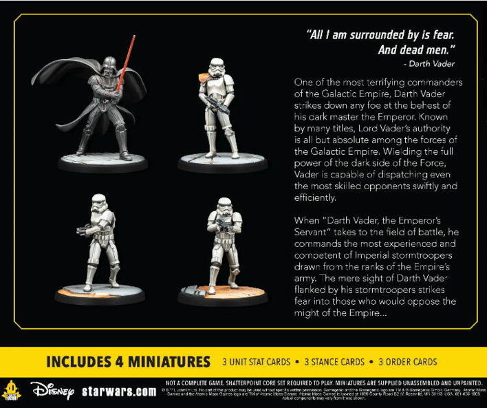 Bagsiden af Fear and Dead Men Squad Pack til Star Wars: Shatterpoint, giver et godt overblik over indholdet i æsken