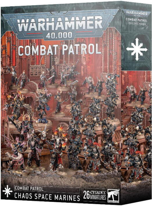 Med Combat Patrol: Chaos Space Marines får du en komplet hærud af boksen med 28 figurer der er klar til at overvinde dine modspillere