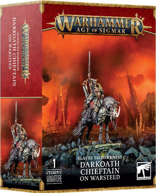 Med dette plastiksæt "Darkoath Chieftain on Warsteed" kan du bygge en unik Darkoath kommandør til hest - Slaves to Darkness - Age of Sigmar