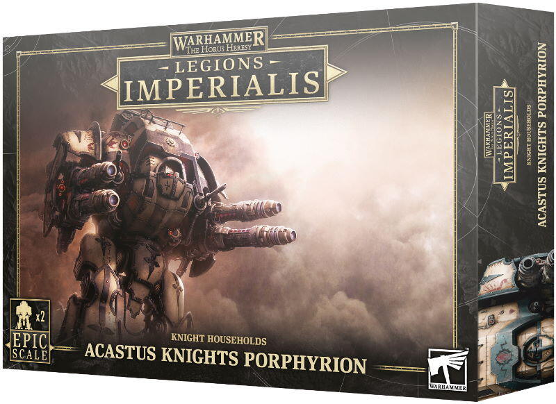 To Acastus-riddere i episk skala til Legions Imperialis og Adeptus Titanicus.
Tungt pansrede, med ødelæggende våben, der kan konkurrere med meget større Titans.
Skræddersy dine riddere med forskellige missiler og tunge våben.