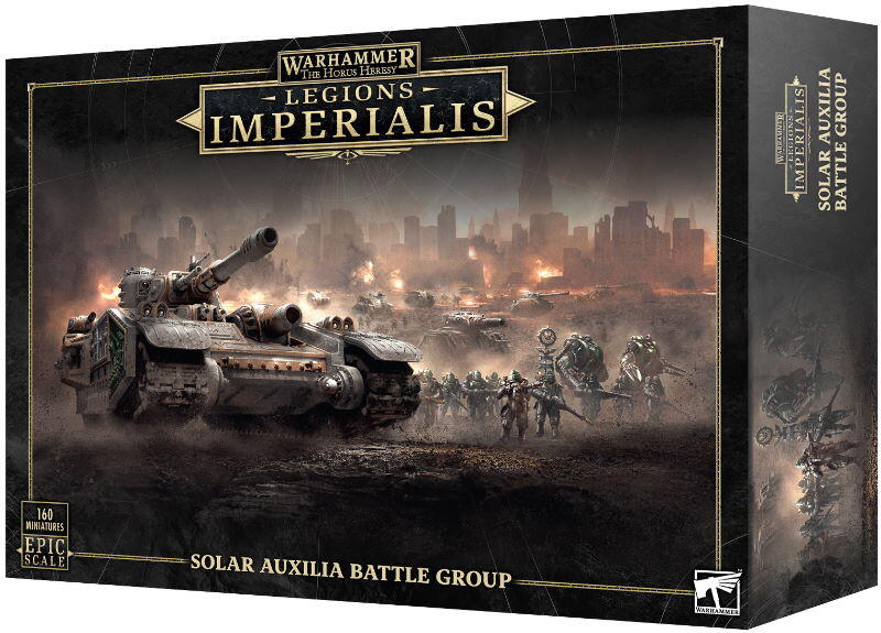 En mægtig Solar Auxilia-kampgruppe til Legions Imperialis.
Slip de frygtindgydende tanks, tropper og taktikker fra menneskehedens mest elitære soldater løs.
En fantastisk starthær eller et ideelt udvidelsessæt.