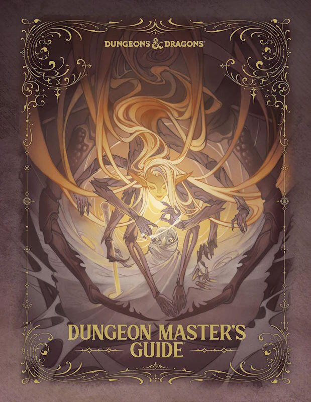 D&D Master's Guide, i et fortryllende specialbind, malet af Olena Richards