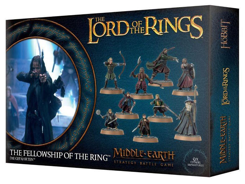 En figursamling med alle karakterene fra The Fellowship of the Ring - 9 kvalitetsfigurer i alt samt en markør til spillet!