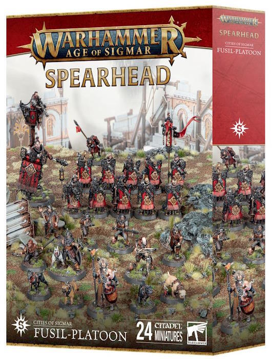 Et udvalg af 24 vigtige Cities of Sigmar-enheder, der udgør en komplet Spearhead-styrke til brug i Warhammer Age of Sigmar