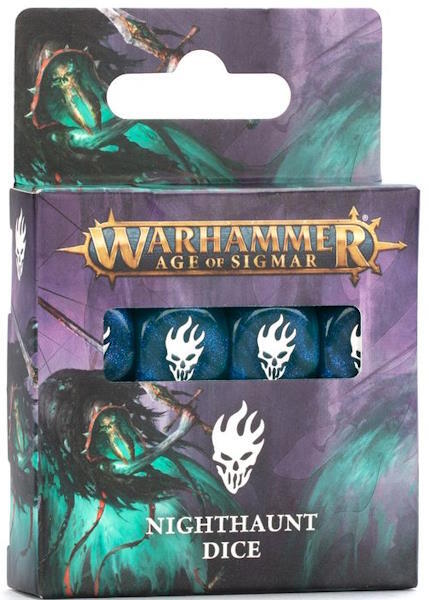 Et sæt af 16 terninger med Nighthaunt-tema til Warhammer Age of Sigmar