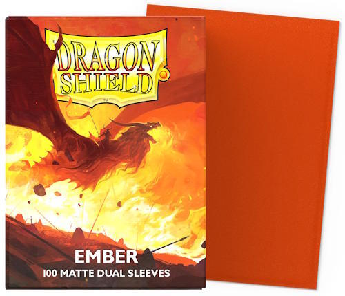Få 100 stk. Matte Dual Sleeves fra Dragon Shield, der klæder dine kort i en flot orange farve!