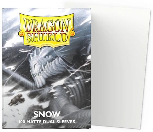 Få 100 stk. Matte Dual Sleeves fra Dragon Shield, i ren, snehvid farve