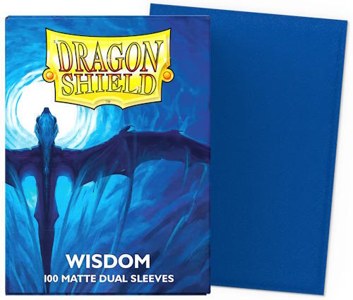 Få 100 stk. Matte Dual Sleeves fra Dragon Shield, i en dyb, mættet blå farve