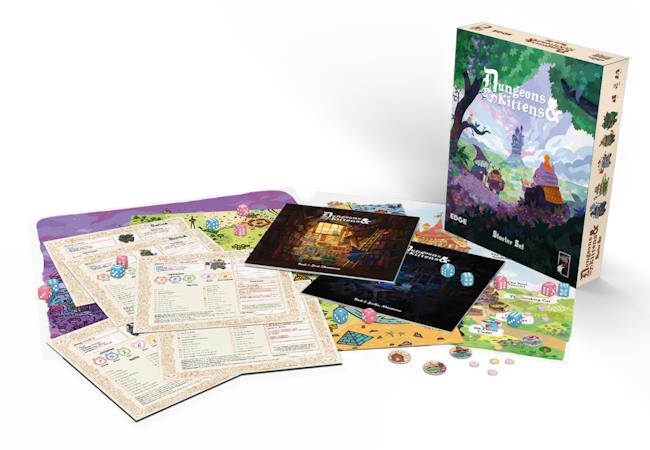 Dungeons & Kittens - Starter Set er perfekt til at komme i gang med rollespilsverdenen, da det indeholder alt nødvendigt