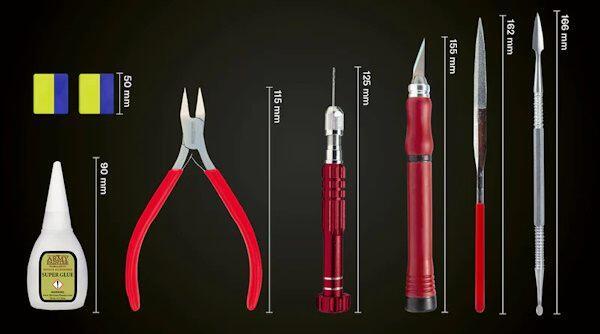 Her ser du det inkluderede værktøj, som nemt kan få dine figurer fra sprue til bordet