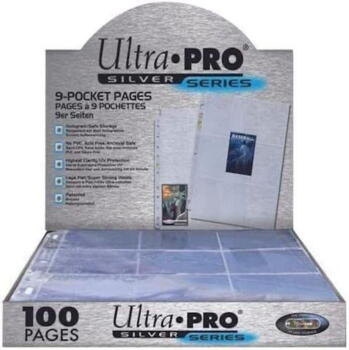 UP - Silver 9-Pocket Pages (3 Hole) Display (100 Pages)