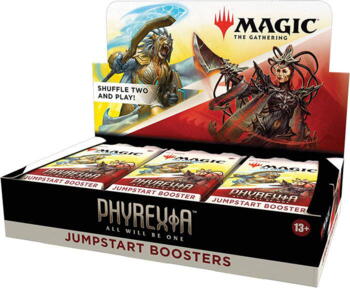 Phyrexia: All Will Be One Jumpstart Booster og Booster Display