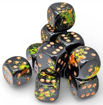 Chessex 16mm Dice Block: Deep Forest/Gold